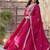 Pink zari & sequins embroidered work georgette stitched kurta & dupatta set