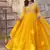 Yellow zari & sequins embroidered georgette kurta & dupatta set
