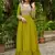 Dark green zari & sequins embroidered georgette kurta & dupatta set