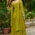 Dark green zari & sequins embroidered work georgette stitched kurta & dupatta set