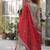 Red zari & sequins embroidered work russian silk stitched kurta & dupatta set