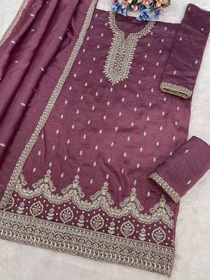 Magenta crush silk Embroidered Salwar suit 2