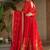 Red zari & sequins embroidered work georgette stitched kurta & dupatta set