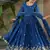 Blue zari & sequins embroidered work chinnon stitched kurta & dupatta set