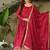 Maroon zari & sequins embroidered work chinnon stitched kurta & dupatta set
