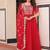 Red zari & sequins embroidered work georgette stitched kurta & dupatta set