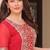 Red zari & sequins embroidered work georgette stitched kurta & dupatta set