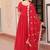 Red zari & sequins embroidered work georgette stitched kurta & dupatta set