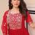 Red zari & sequins embroidered work georgette stitched kurta & dupatta set