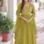 Green zari & sequins embroidered work georgette stitched kurta & dupatta set