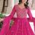 Pink zari & sequins embroidered work georgette stitched kurta & dupatta set