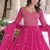 Pink zari & sequins embroidered georgette kurta & dupatta set