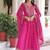Pink zari & sequins embroidered work georgette stitched kurta & dupatta set