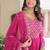 Pink zari & sequins embroidered work georgette stitched kurta & dupatta set