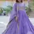Lavender zari & sequins embroidered work georgette stitched kurta & dupatta set