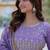 Lavender zari & sequins embroidered work georgette stitched kurta & dupatta set