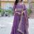Purple zari & sequins embroidered work georgette stitched kurta & dupatta set