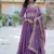 Purple zari & sequins embroidered georgette kurta & dupatta set