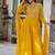 Yellow zari & sequins embroidered work georgette stitched kurta & dupatta set