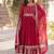Pink zari & sequins embroidered work georgette stitched kurta & dupatta set