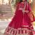 Pink zari & sequins embroidered work georgette stitched kurta & dupatta set