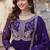 Purple zari & sequins embroidered work georgette stitched kurta & dupatta set