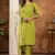 Parrot green marina silk thread embroidered salwar suit