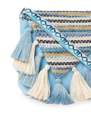 geomat pastel blue & ivory cotton striped jacquard sling bag 8