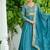 Sky blue zari & sequins embroidered work vichitra silk stitched kurta & dupatta set