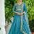 Sky blue zari & sequins embroidered work vichitra silk stitched kurta & dupatta set