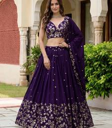 purple sequins georgette lehenga set choli with dupatta