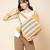 folklore edit mustard yellow & multi cotton striped sequined tote bag
