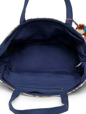 petal posh ivory & navy cotton striped sequined tote bag 7