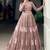 pink embroidered organza party crop top lehenga