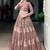 pink embroidered organza party crop top lehenga