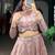 pink embroidered organza party crop top lehenga