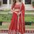 red thread embroidered silk lehenga set choli with dupatta