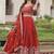 red thread embroidered silk lehenga set choli with dupatta