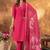 Pink roman silk thread embroidered sequence salwar suit