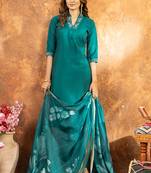 Rama green roman silk thread embroidered sequence salwar suit