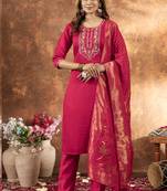 Pink marina silk thread embroidered salwar suit