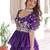 purple sequins organza festive lehenga with peplum top