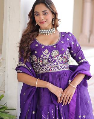 purple sequins organza festive lehenga with peplum top 6