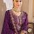 Purple vichitra silk readymade suit with embroidery & lace work
