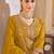 Mustard vichitra silk readymade suit with embroidery & lace work