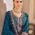 Blue vichitra silk readymade suit with embroidery & lace work