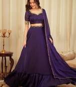  purple sequins silk lehenga set choli with dupatta