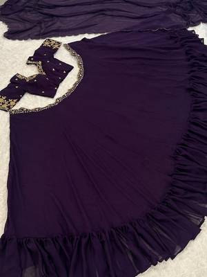  purple sequins silk lehenga set choli with dupatta 3