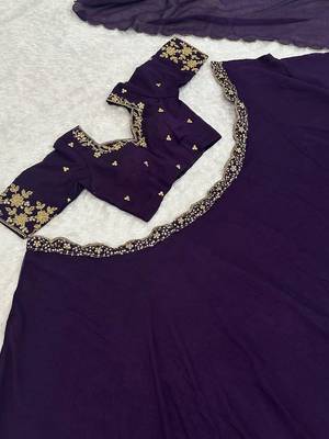  purple sequins silk lehenga set choli with dupatta 4