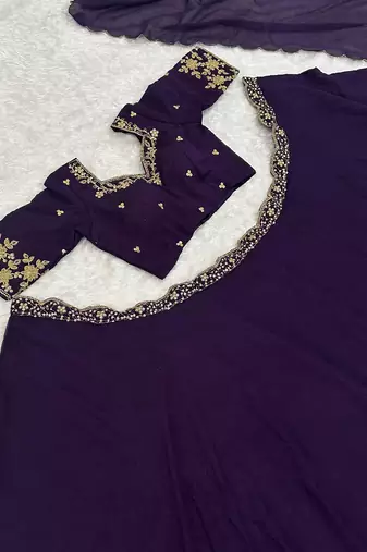  purple sequins silk lehenga set choli with dupatta